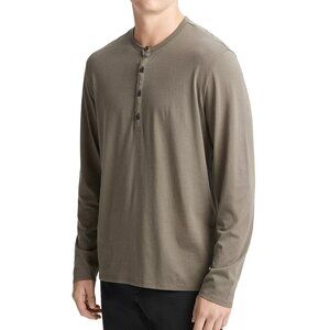 Vince Men's Henley Tee Soft Pima Cotton Jersey LS Pullover Shirt Carillo Green M